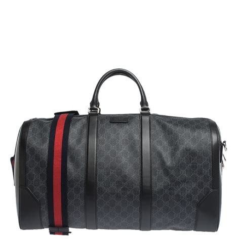 gucci black logo duffle bag|authentic Gucci duffle.